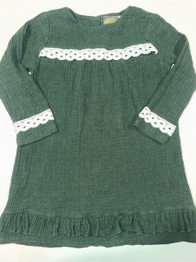 Emma Jean Dark Green Textured Knit Top with Contrast Logo Tag